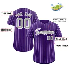 Purple Gray-White Stripe Authentic Fashion Baseball Jersey 2