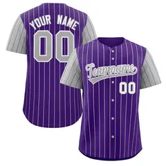 Purple Gray-White Stripe Raglan Baseball Jersey 1