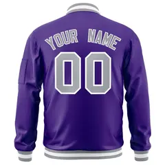 Purple Gray-White Varsity Full-Zip Letterman Bomber Jacket 4
