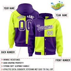 Purple Green Four Squares Color Block Varsity Letterman Jacket Hoodie 4
