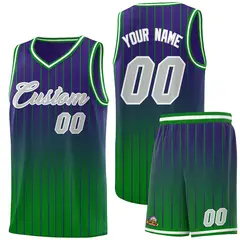 Purple Green Gradient Stripe Basketball Jersey 1