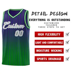Purple Green Gradient Stripe Basketball Jersey 2