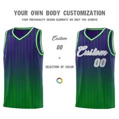 Purple Green Gradient Stripe Basketball Jersey 3