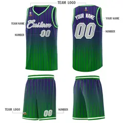 Purple Green Gradient Stripe Basketball Jersey 5