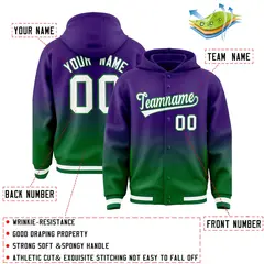 Purple Green Gradient Varsity Full-Snap Letterman Jacket Hoodie 4