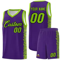 Purple Green Indians Pattern Basketball Jersey