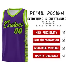 Purple Green Indians Pattern Basketball Jersey 2