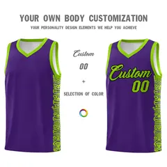 Purple Green Indians Pattern Basketball Jersey 3