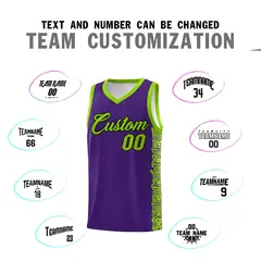 Purple Green Indians Pattern Basketball Jersey 4