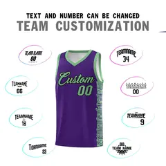 Purple Green Indians Pattern Basketball Jersey 4