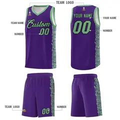 Purple Green Indians Pattern Basketball Jersey 5