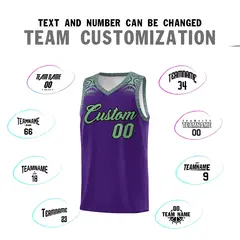 Purple Green Indians Print Basketball Uniform Jersey 4