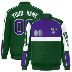 Purple Green Raglan Sleeves Varsity Letterman Jacket 1