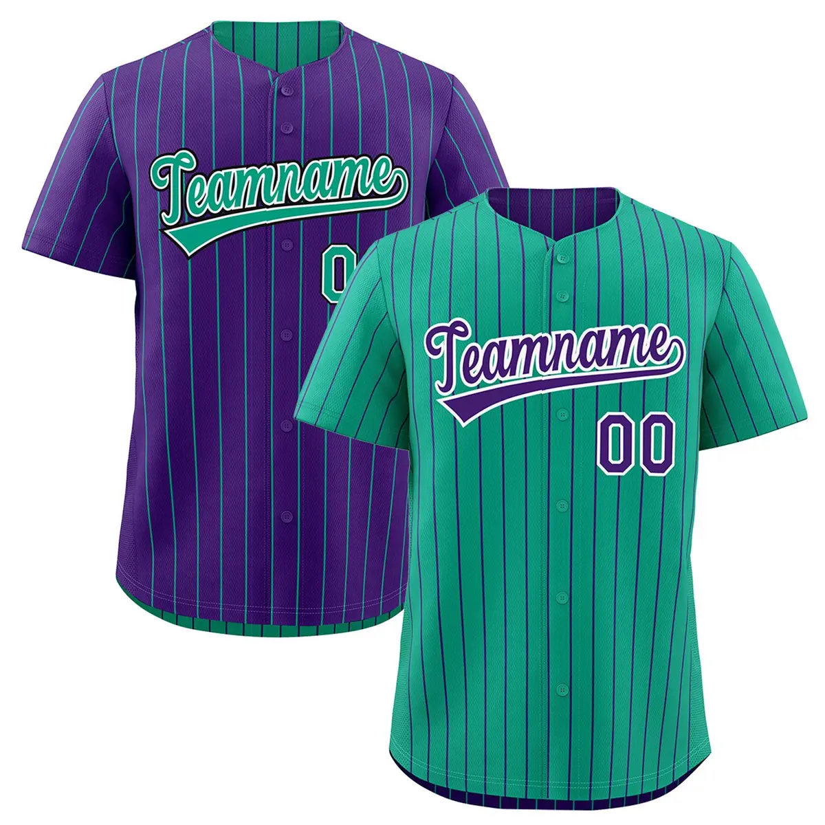 Purple Green Reversible Stripe Baseball Jersey
