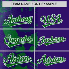 Purple Green Split Graffiti Raglan Sleeve Baseball Jersey 3
