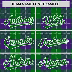 Purple Green-White Plaid Varsity Letterman Baseball Jacket 3