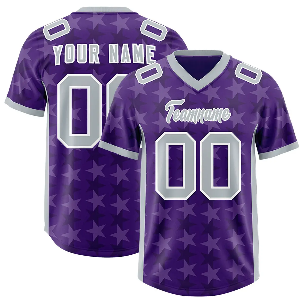Purple Grey All Star Graffiti Pattern Football Jersey