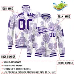 Purple Hawaii Full-Zip Letterman Varsity Bomber Jacket 2