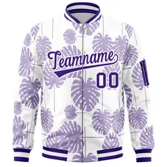 Purple Hawaii Full-Zip Letterman Varsity Bomber Jacket 3