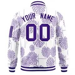 Purple Hawaii Full-Zip Letterman Varsity Bomber Jacket 4