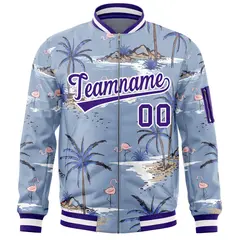 Purple Hawaii Full-Zip Letterman Varsity Bomber Jacket 3