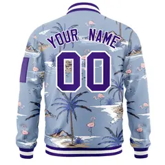 Purple Hawaii Full-Zip Letterman Varsity Bomber Jacket 4