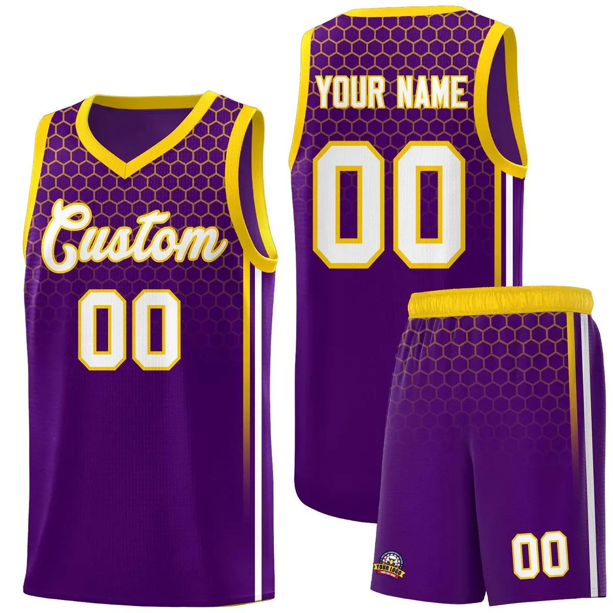 Purple Honeycomb Pattern Sports Uniform Basketball Jersey