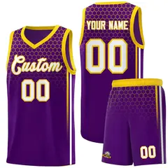 Purple Honeycomb Pattern Sports Uniform Basketball Jersey 1