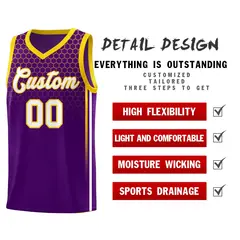 Purple Honeycomb Pattern Sports Uniform Basketball Jersey 2