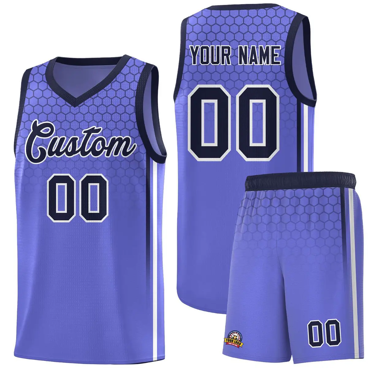 Purple Honeycomb Pattern Sports Uniform Basketball Jersey