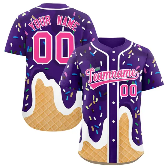 Purple Ice Cream Cone Graffiti Fashion Baseball Jersey