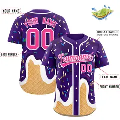 Purple Ice Cream Cone Graffiti Fashion Baseball Jersey 2
