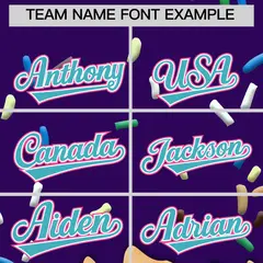 Purple Ice Cream Cone Graffiti Full-Snap Varsity Letterman Jacket 3