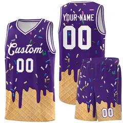 Purple Ice Cream Element Pattern Basketball Kits