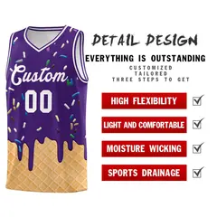 Purple Ice Cream Element Pattern Basketball Kits 2