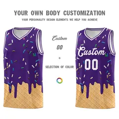 Purple Ice Cream Element Pattern Basketball Kits 3