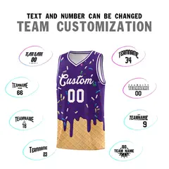 Purple Ice Cream Element Pattern Basketball Kits 4