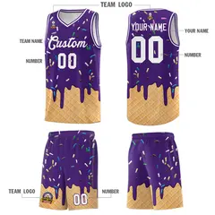 Purple Ice Cream Element Pattern Basketball Kits 5