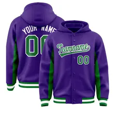 Purple Kelly Green Color Block Varsity Letterman Jacket Hoodie 1