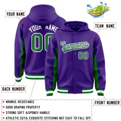Purple Kelly Green Color Block Varsity Letterman Jacket Hoodie 4