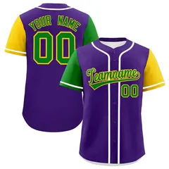 Purple Kelly Green Gold Mardi Gras Authentic Baseball Jersey