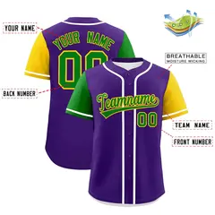 Purple Kelly Green Gold Mardi Gras Authentic Baseball Jersey 3