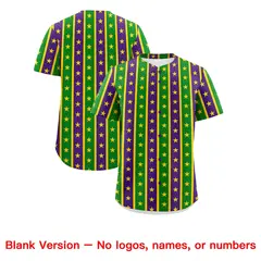 Purple Kelly Green Gold Stripe Mardi Gras Baseball Jersey 2
