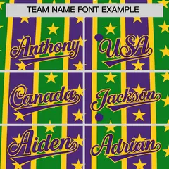 Purple Kelly Green Gold Stripe Mardi Gras Baseball Jersey 4