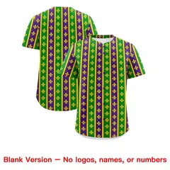 Purple Kelly Green Gold Stripe Mardi Gras Baseball Jersey 2