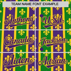 Purple Kelly Green Gold Stripe Mardi Gras Baseball Jersey 4