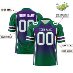 Purple Kelly Green Gradient Side Pattern Football Jersey 2