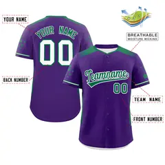 Purple Kelly Green Gradient Side Star Pattern Baseball Jersey 2