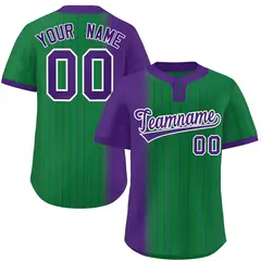 Purple Kelly Green Gradient Stripe Two-Button Softball Jersey 1