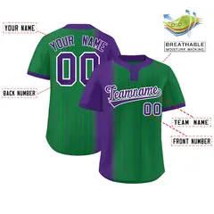 Purple Kelly Green Gradient Stripe Two-Button Softball Jersey 2